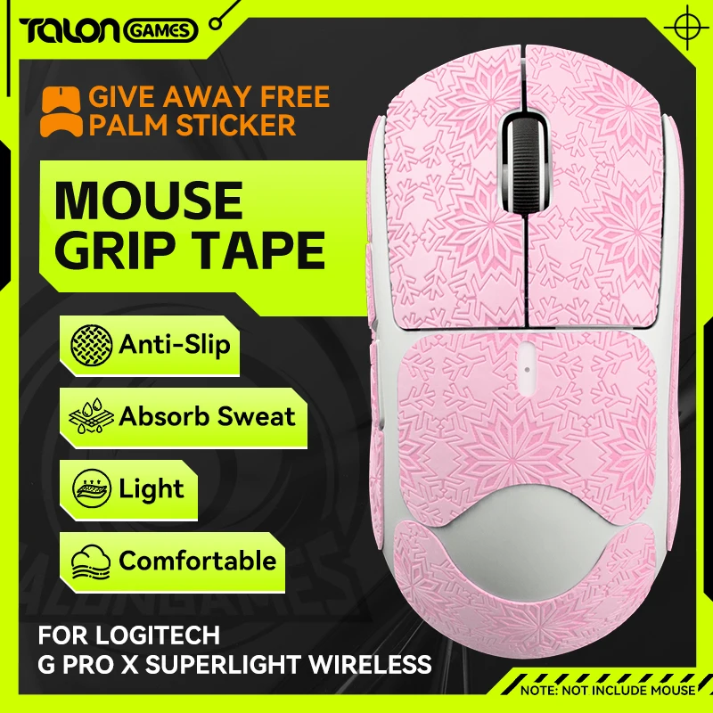 Talongames Mouse Grip Tape Snowpattern Per Logitech G Pro X Superlight,Palm Sweat Absorption Nastro Antiscivolo Sakura Pink