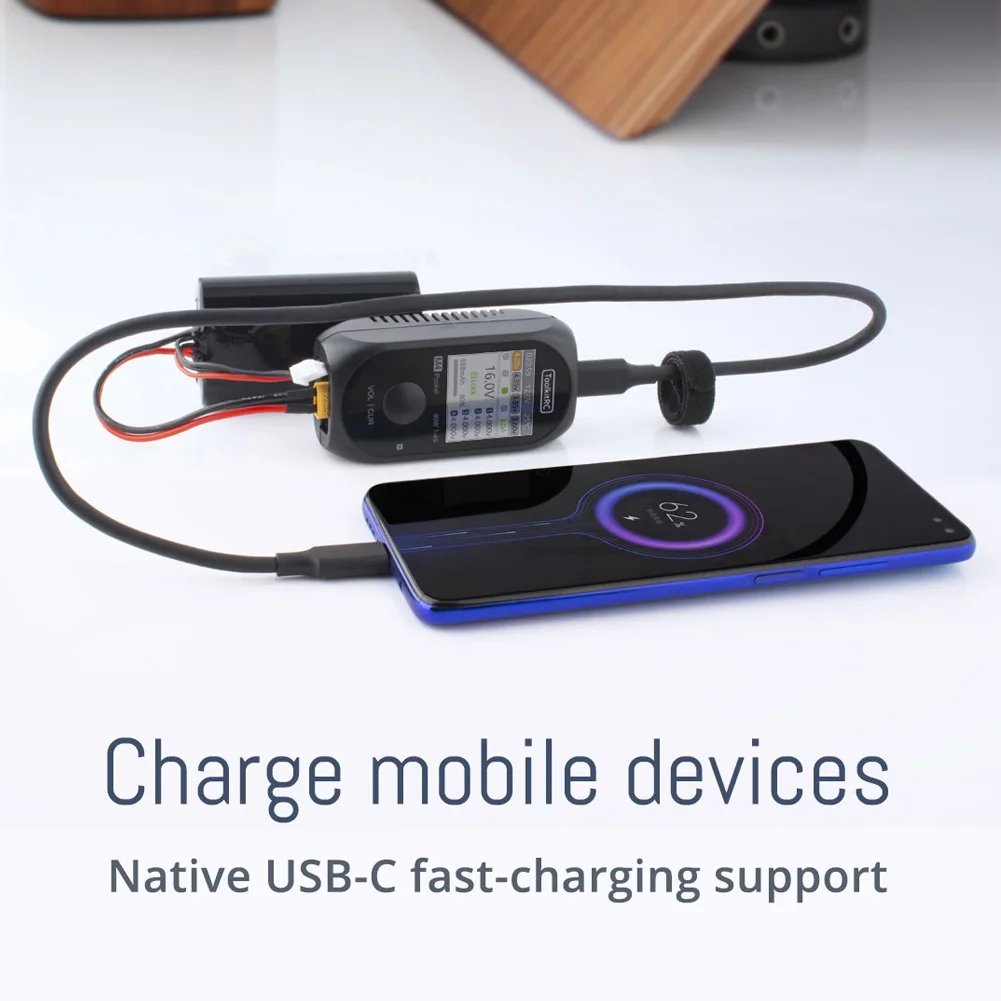 ToolkitRC M4 Pocket DC 80W 5A XT30 XT60 Input USB-C Input/Output Charger for 1-4S LiPo Battery Quick Charger Function 3