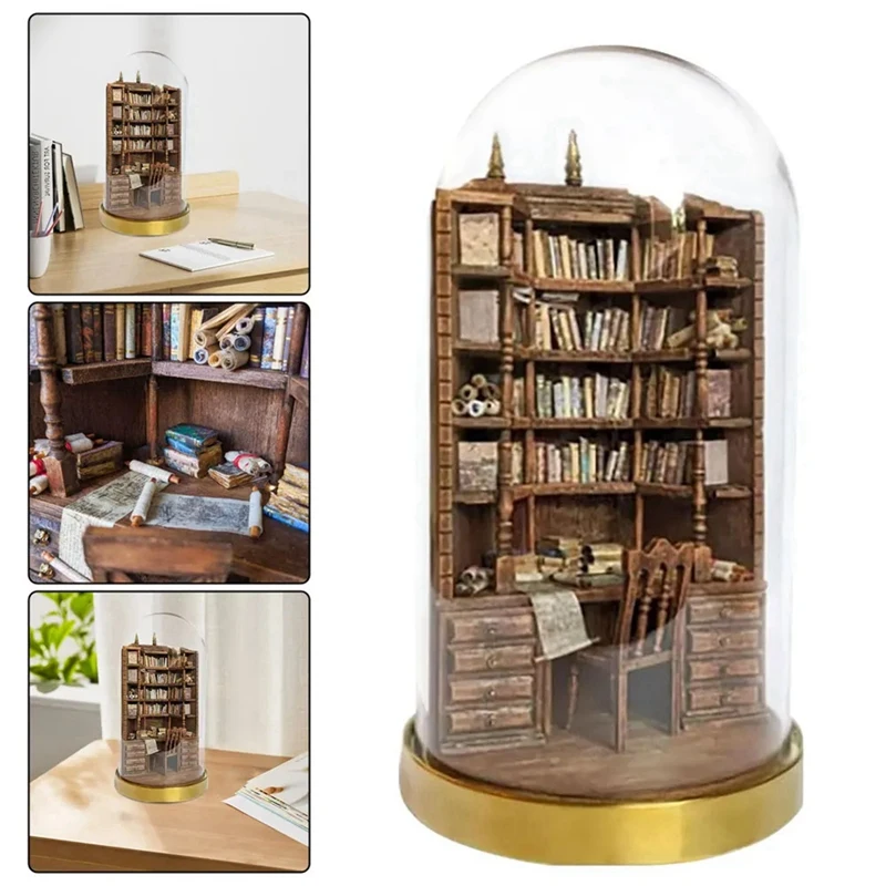 

The Bay Library Miniature Gothic Bookshelf Ornament Handmade Miniature Bookcases Creative Booknook Wood + Glass 1 PCS