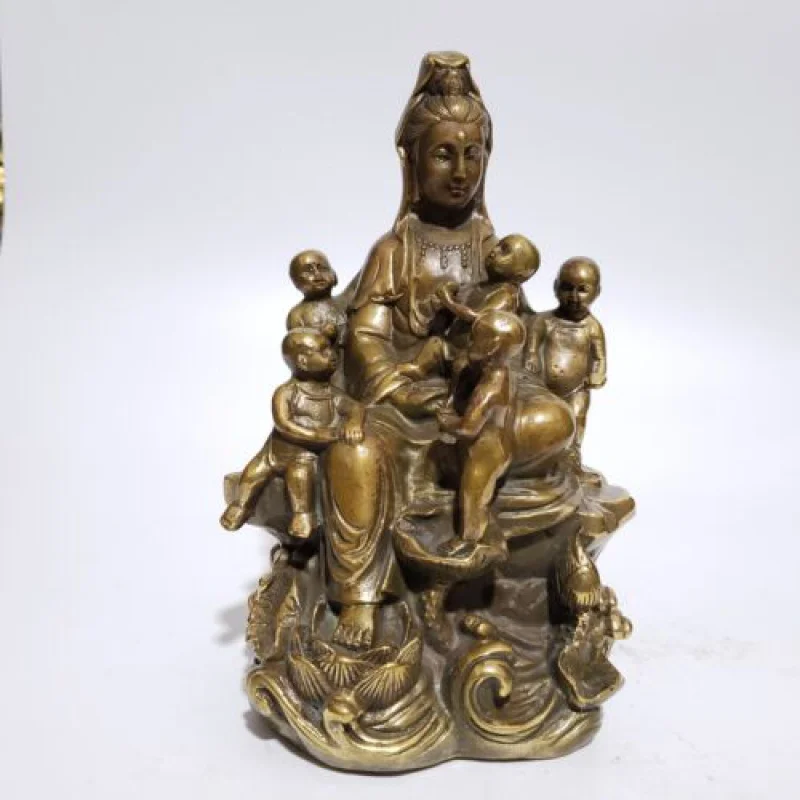 

18cm Chinese Brass Guanyin Statue Bronze Buddha Statue Sculpture