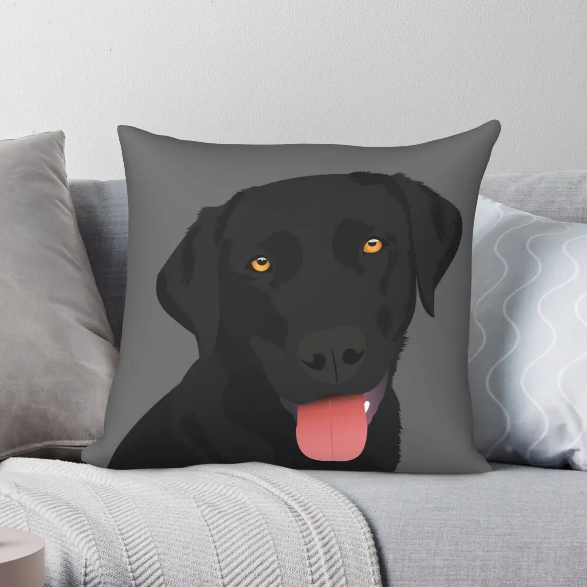 

Bruno The Black Lab Pillowcase Polyester Linen Velvet Creative Zip Decor Throw Pillow Case Home Cushion Cover Wholesale