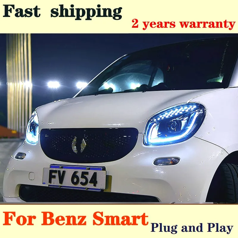 

Автомобильные фары для Smart 2014-2020 W453 W451 W452 светодиодные фары Gypsophila дизайн DRL Дальний свет ближний свет проектор линзы аксессуары