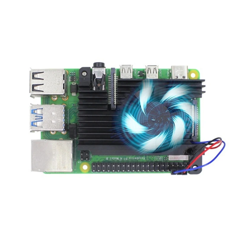 RPi 4용 PWM 제어 가능 팬이 있는 알루미늄 방열판 RPi 4 모델용 PWM 속도 제어 냉각 팬이 있는 방열판