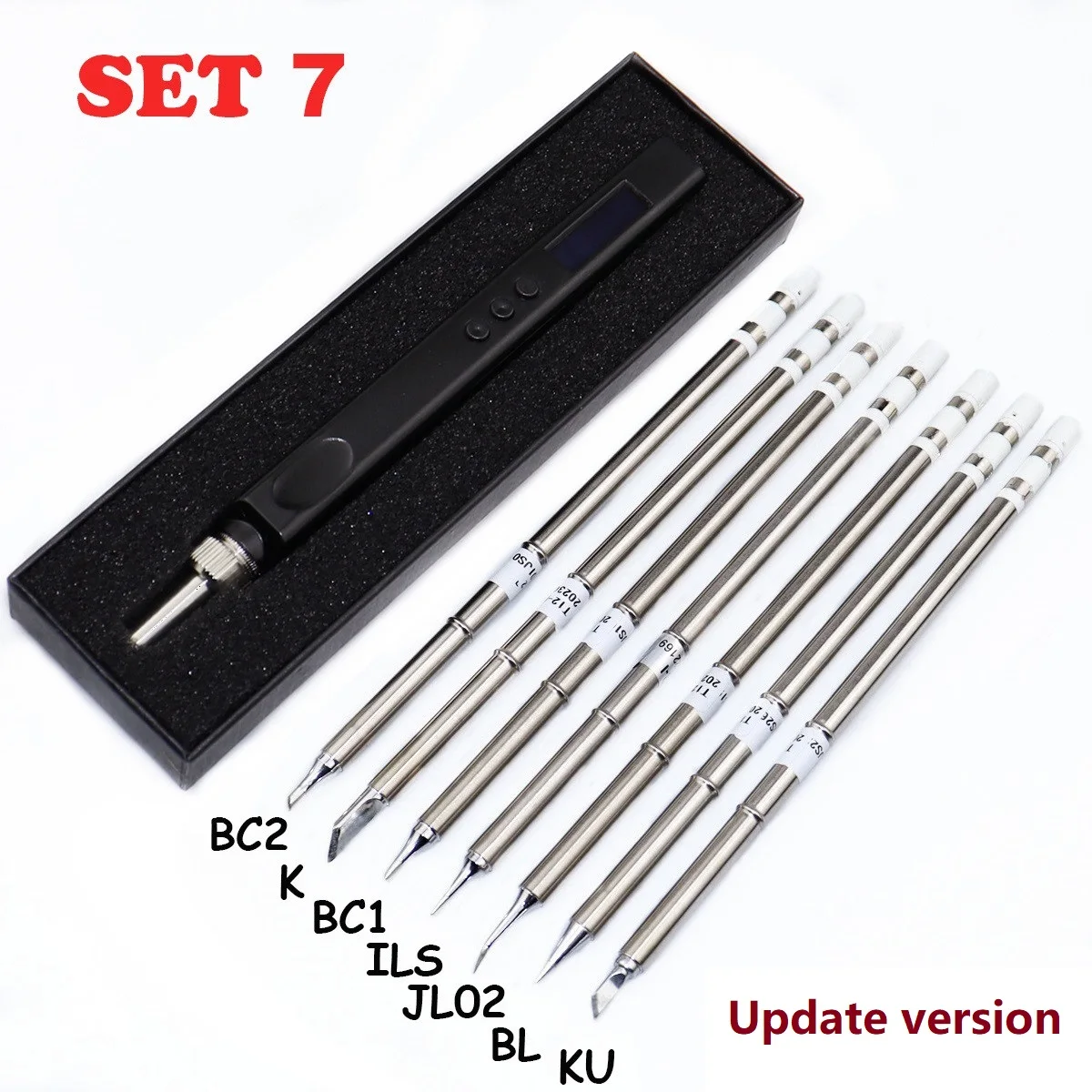 Portable Adjustable Temperature OLED Mini Electric Soldering Iron - 72W Soldering Station with BC2 Tip