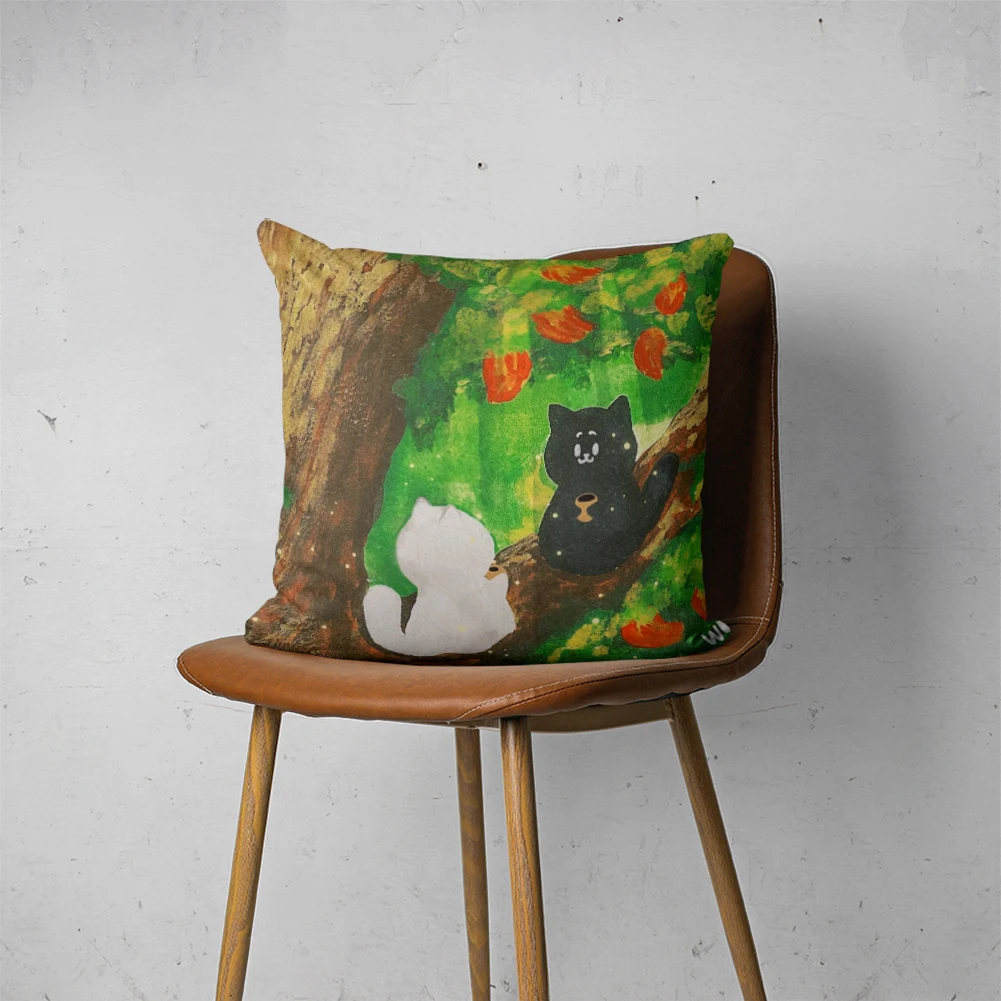 

CUTE CAT PILLOW 023 Customizable Bedroom Bed Sofa Hotel Car Lumbar Pillow Fashion Decorative Cover