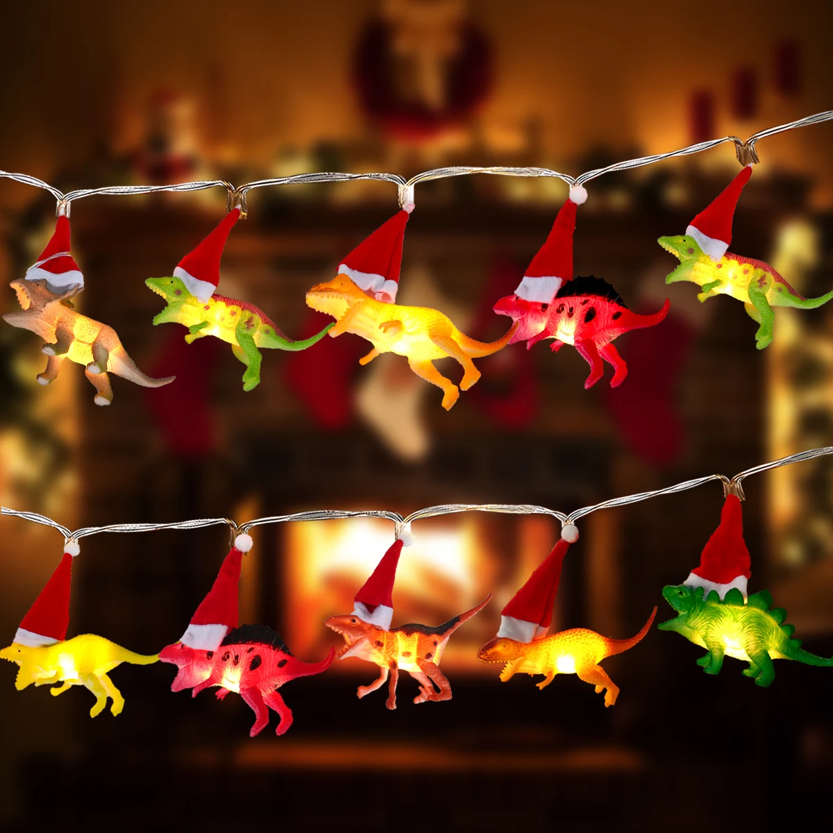 2M10LEDChristmasDinosaurStringLightsXmasTreeDecorMerry