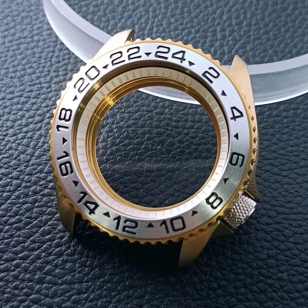 42mm Gold/Rose Gold Steel Watch Case with Sapphire Glass and 22mm Strap