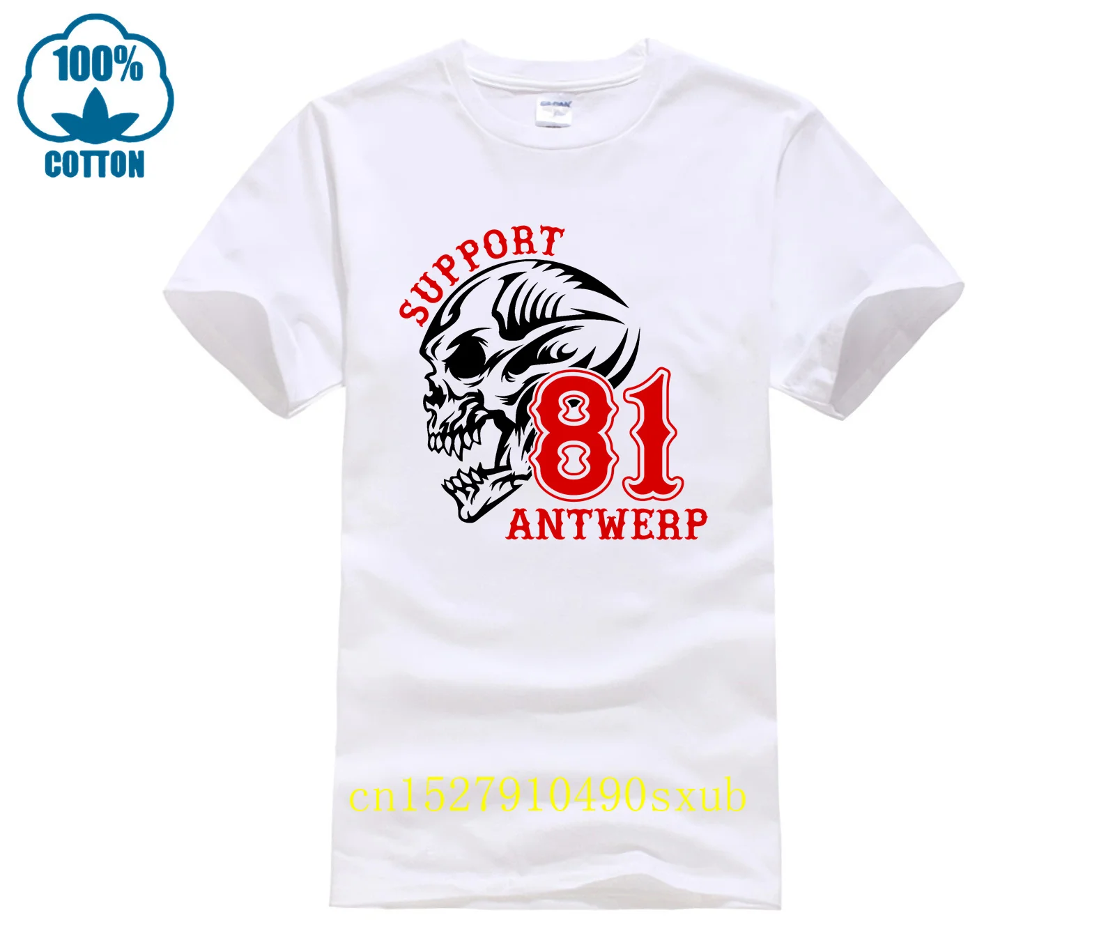 T-shirt Homme Support 81 Antwerp Crâne Blanc 100% Coton