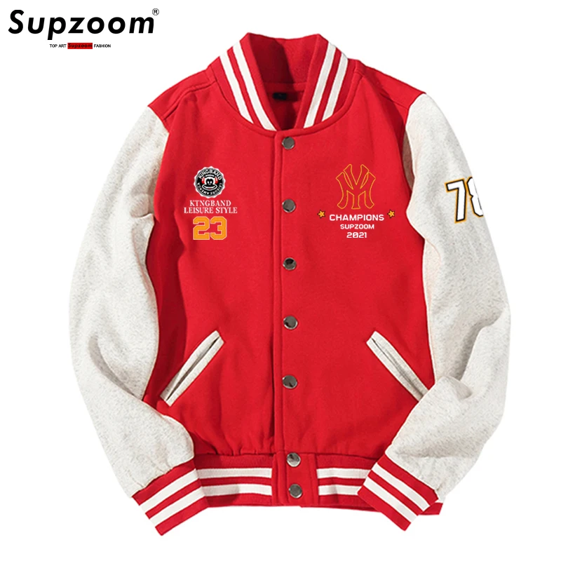 Supzoom 2023 New Arrival Letter Rib Sleeve Cotton Top Fashion Logo Single Breasted Casual Print Cardigan Coat Baseball Jacket 7 Sf41df05de31046438bd0bf95f976302fq