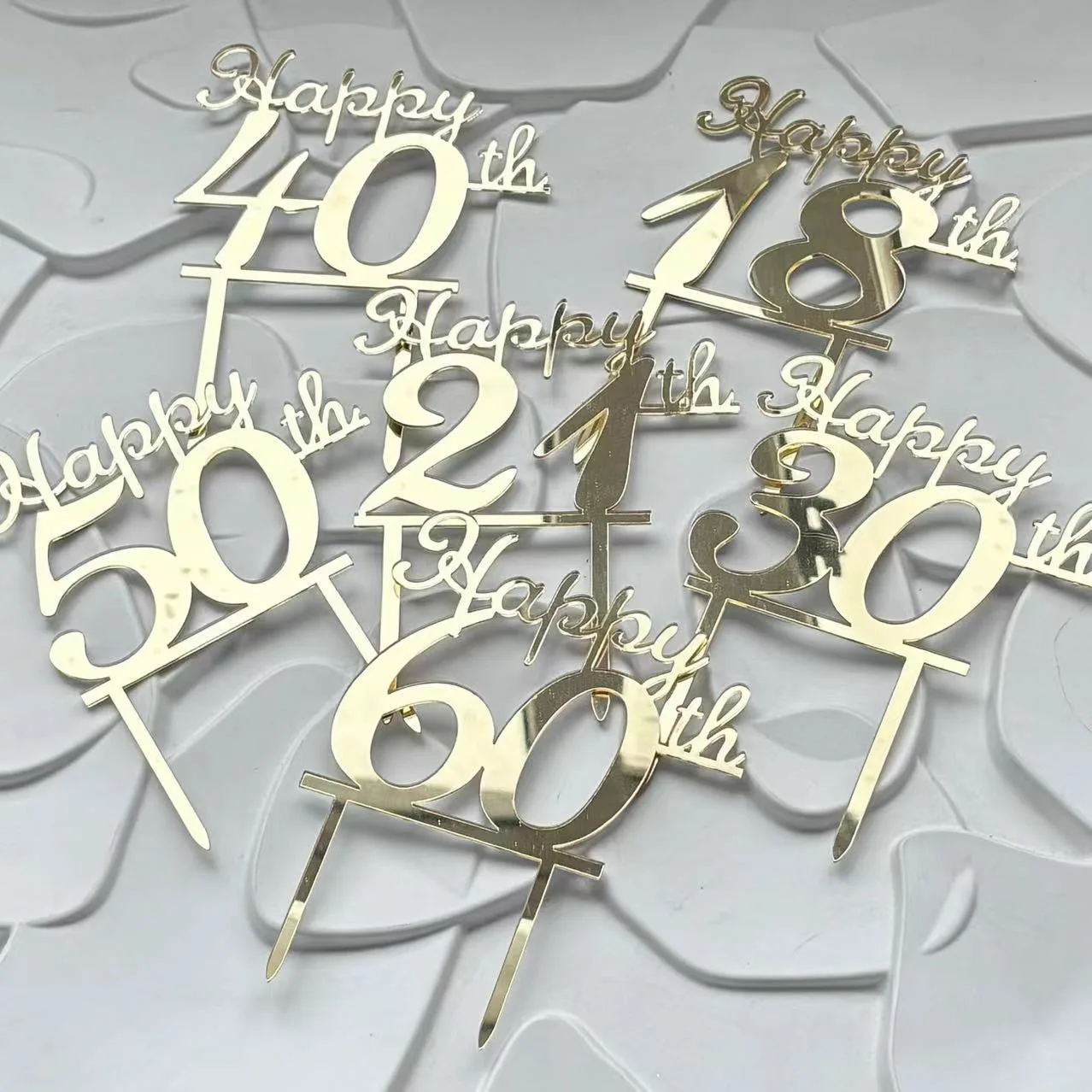 Happy Birthday Hand Writing Cake Toppers for Party Decorations