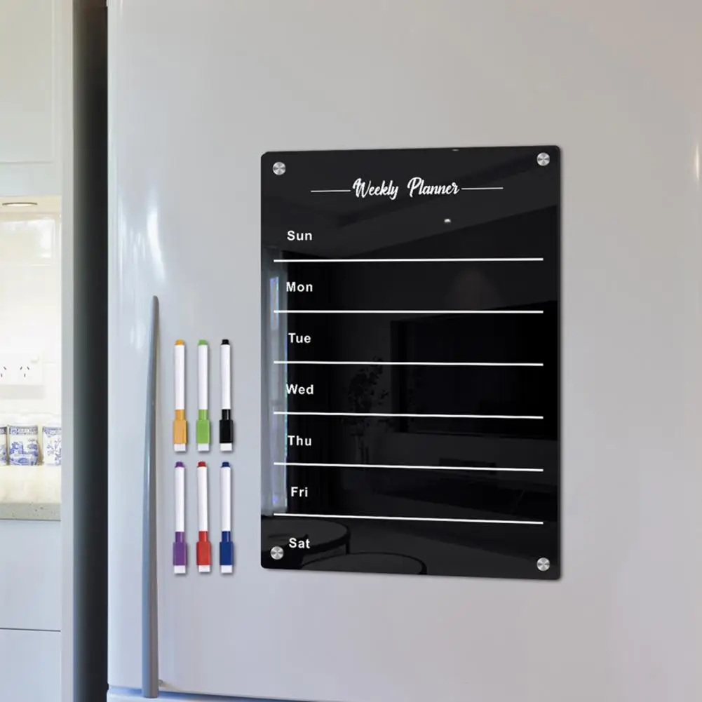 Fridge Erase Board Magnetic Monthly Calendar Kit Scratch-proof Fridge Planner with Easy Installation Dry-erase Acrylic Board