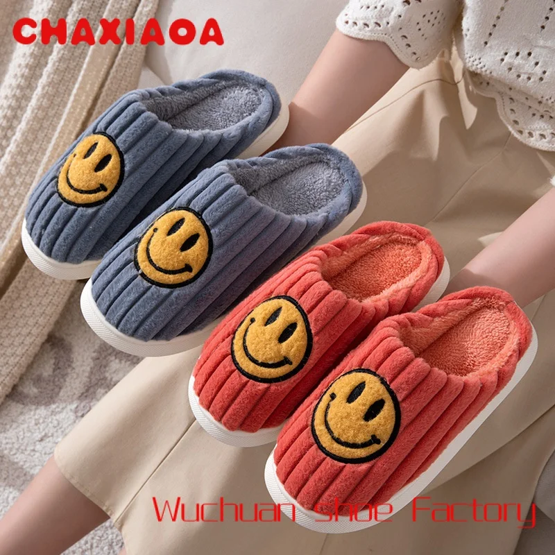 

2023 Winter Women Cartoon Slippers Fluffy Home Warm Fur Slippers Face Household Couple Slippers Lady Indoor Shoes