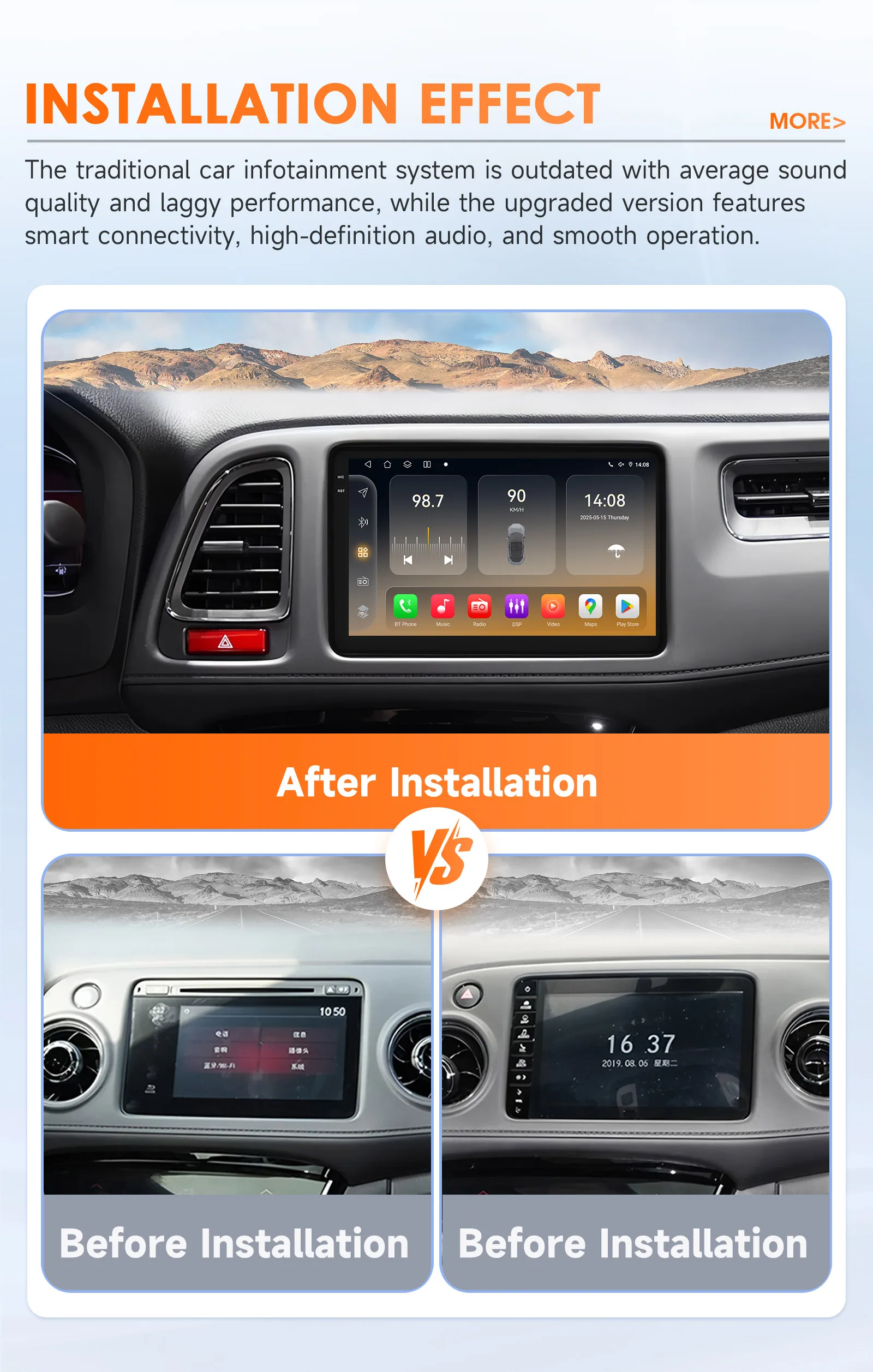 2DIN Carplay Android 14 Autoradio für Honda HR-V Vezel 2 XRV 2014-2019 Multimedia-Player 6115 Autoradio GPS 9-Zoll-360-Kamera-Bildschirm – Detail 5