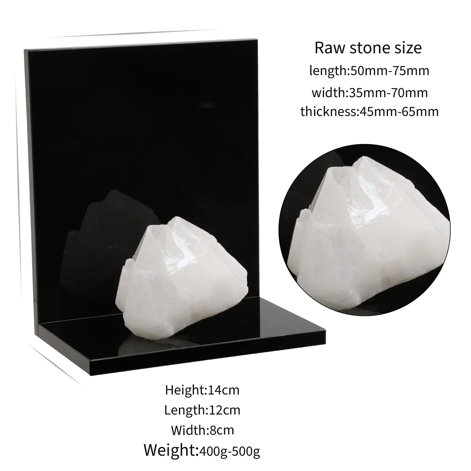 1 Pair Natural Rock Quartz Rough Crystal Stones Bookends With Acrylic Book Ends For Shelves Desktop Organizer Office Home Decor