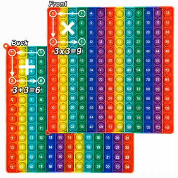 12x12 Multiplication 12+12 Addition Quick Push Fidget Math Games Pop Toys Silicone Rainbow Math Learning Educational Toy for Kid 1