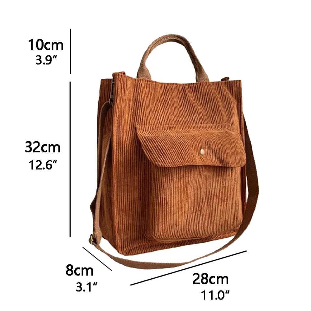 Women 2022 New Corduroy Shoulder Bags Fashion Leisure Shopping Canvas Tote Bag Organizer Girl Outdoor Travel Button Handbags