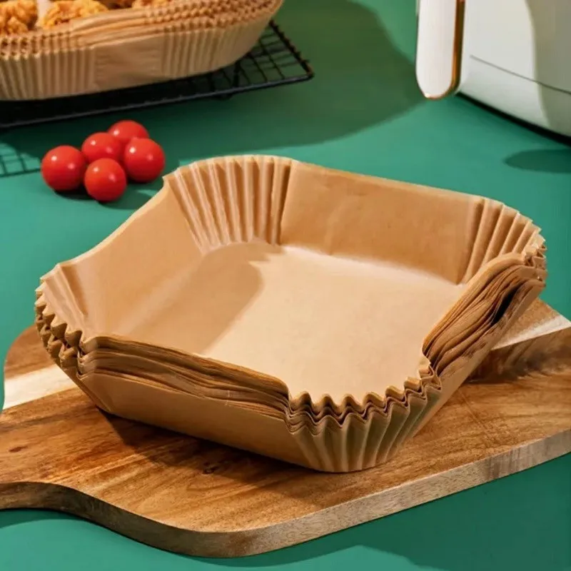 

Air Fryer Disposable Paper Non-Stick Mat Steamer Paper Baking Square Mats Kitchen Air Fryer Paper Tray Baking Accessories