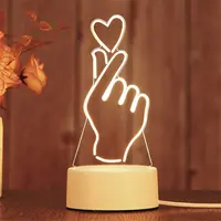 Small Heart Night Light Creative Acrylic LED Table Lamp 7