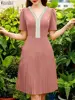 ZANZEA Elegant V Neck Office Dresses Women 2026 Summer Dress Stylish Waisted A Line Pleated Vestido Casual Work Knee Length Robe