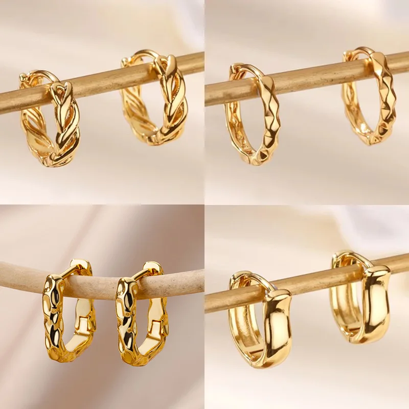 Vintage Twist-Ketten-Creolen für Damen, Edelstahl, goldfarben, geometrische Ohrringe, Trend 2026, Hochzeitsschmuck, Pendientes