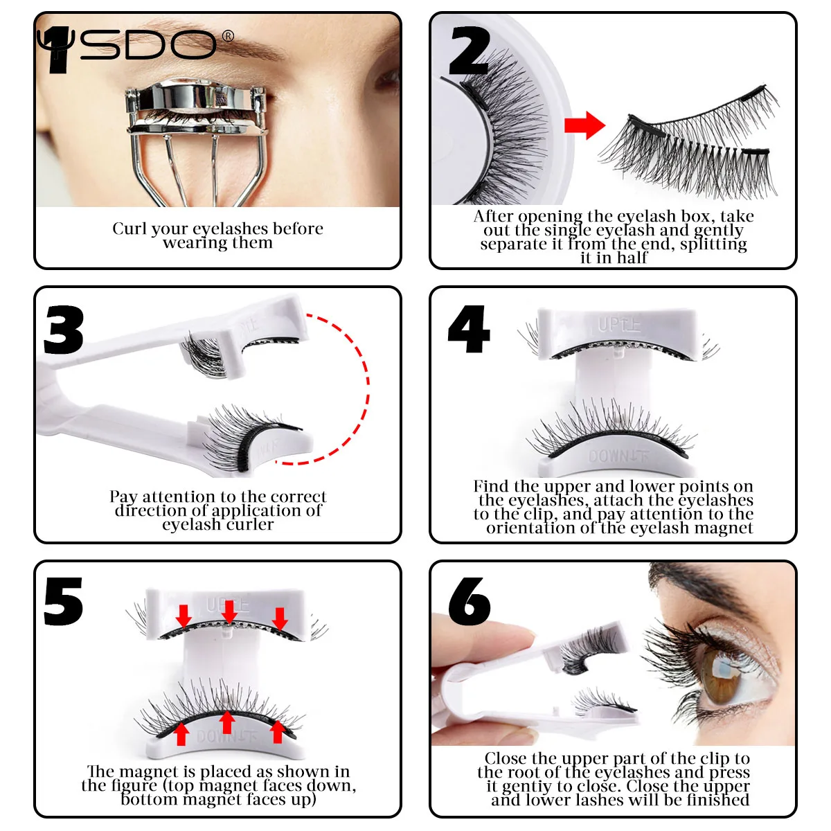 Magnetic Mink Eyelashes Kit Natural 3D Reusable Black