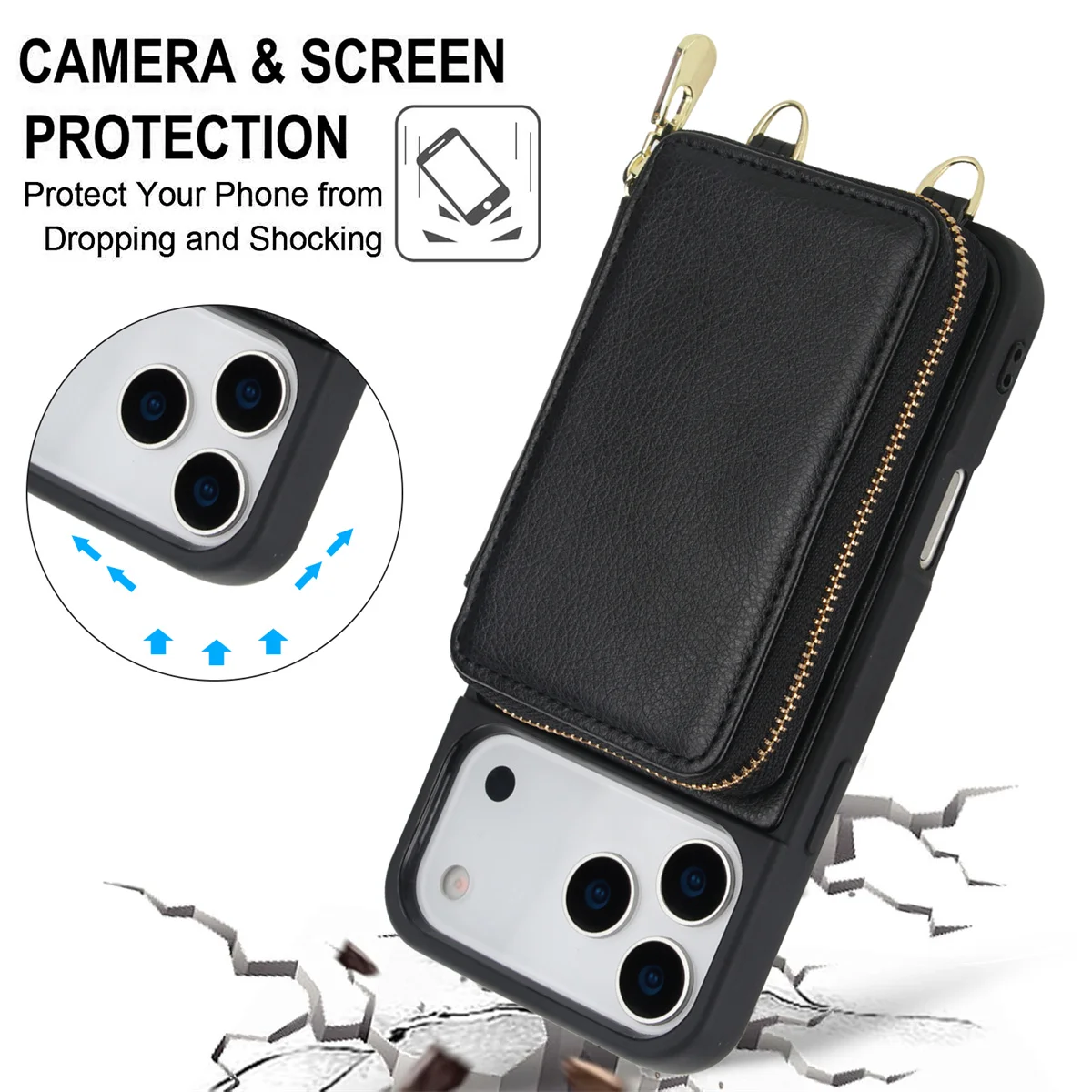 Leather Crossbody Zipper Purse and Card Holder with RFID Protection