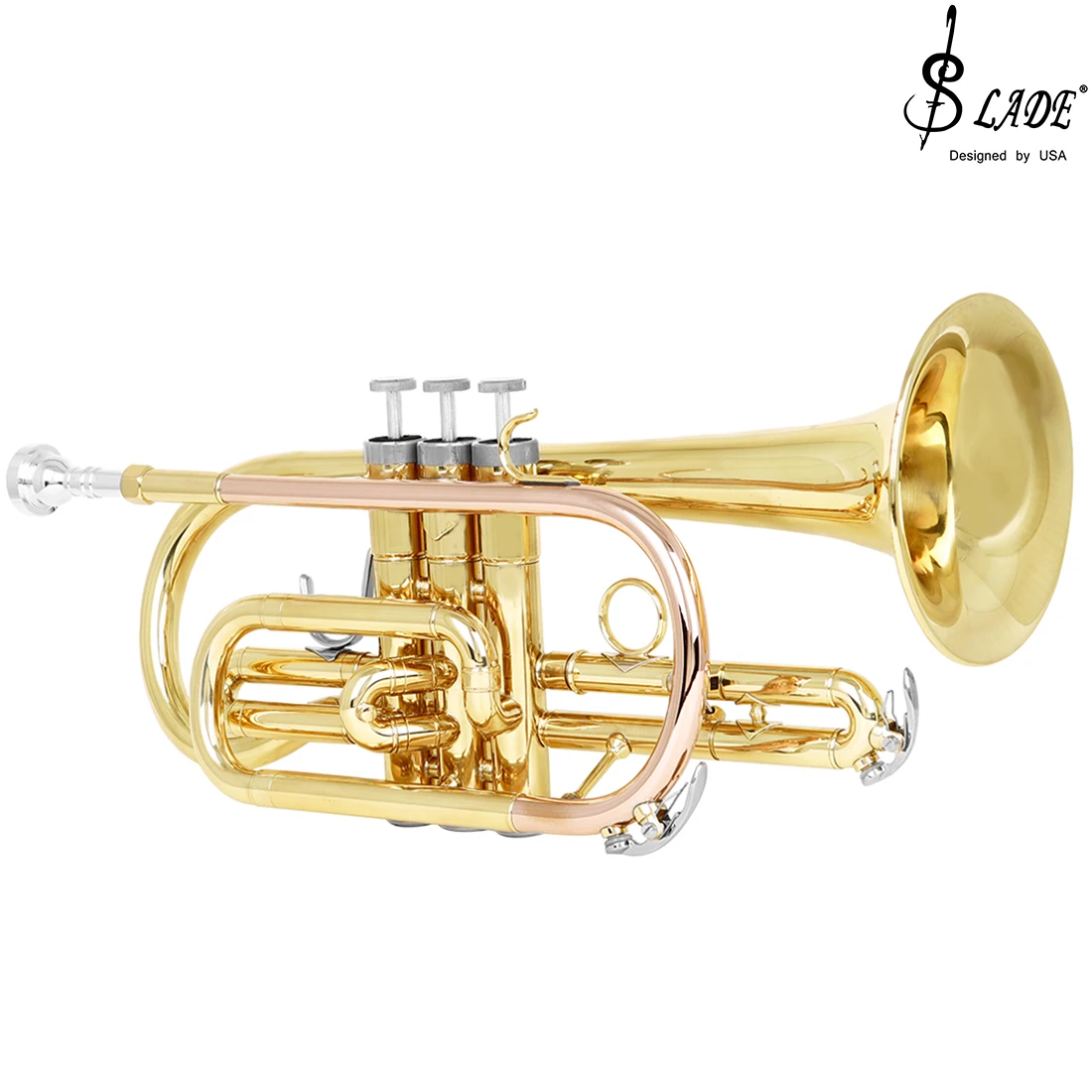 SLADE Bb Cornet Lacquer Gold B-Tone Horn Professional Brass Instrument Cornet for Students/Beginners Performance Examinations