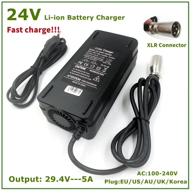 29.4V 5A fast Lithium Li Charger for 24V e-Bike Scooter Wheelchair