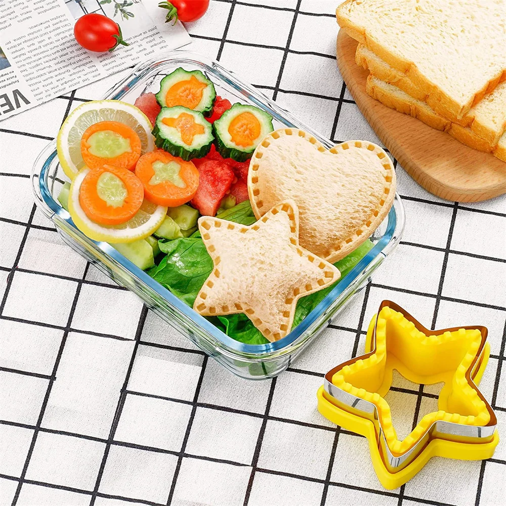 1/2/3/4/5/6PCS Geometric Sandwich Cutter and Sealer Set Food-Grade PP Sandwich Cutting Sealing Mould for Children