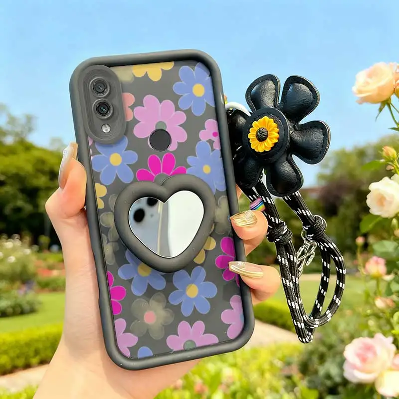 3-Piece Cartoon Flower Phone Accessory Set with Lanyard and Craft Embellishments