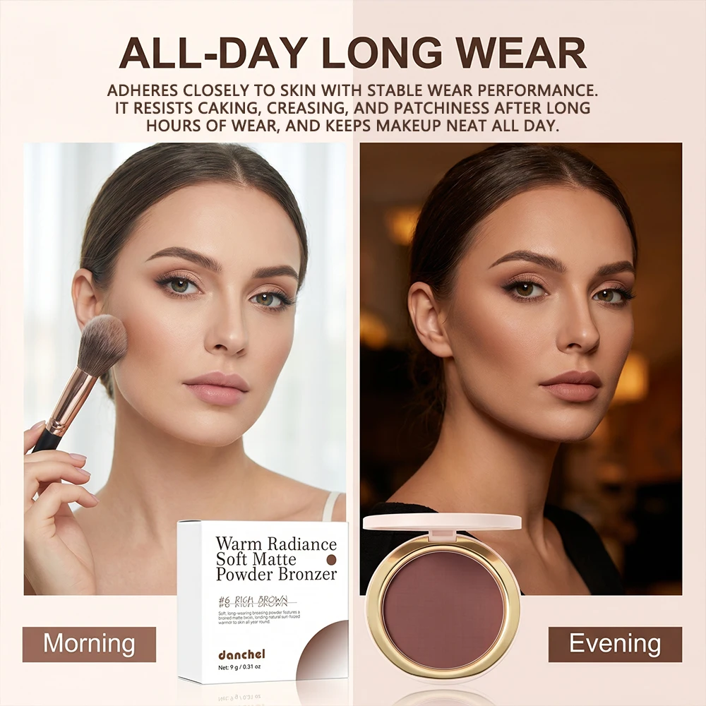Warm Radiance Soft-Matte Bronzing Powder with Buildable Coverage