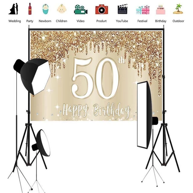 Telón De Fondo De 50 ° Cumpleaños Dorado Para Mujer, Decoración De Fiesta  De Cumpleaños, Pancarta De 50 ° Cumpleaños, Sesión Fotográfica De Cumpleaños  Dorado - Fondos - AliExpress