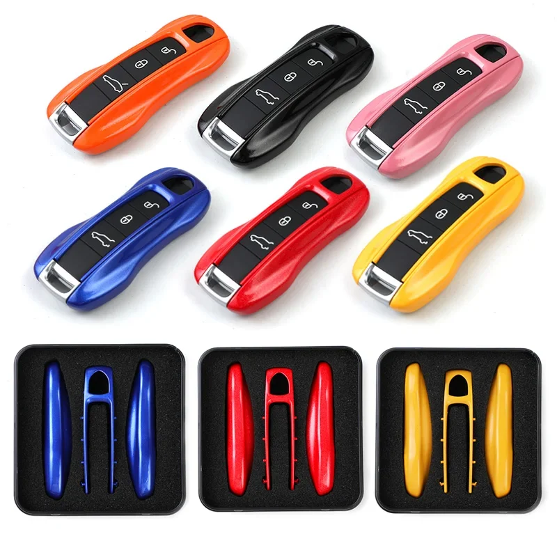 3Pcs Smart Key Shell Cover Case Per Porsche New Cayenne Panamera 911 992 Taycan Car Key Case Accessori Per Auto Custodia Protettiva