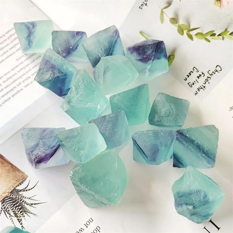 

Blue Fluorite Octahedron Natural Stones Quartz Crystal Healing Reiki Gemstones Feng Shui Home Decoration