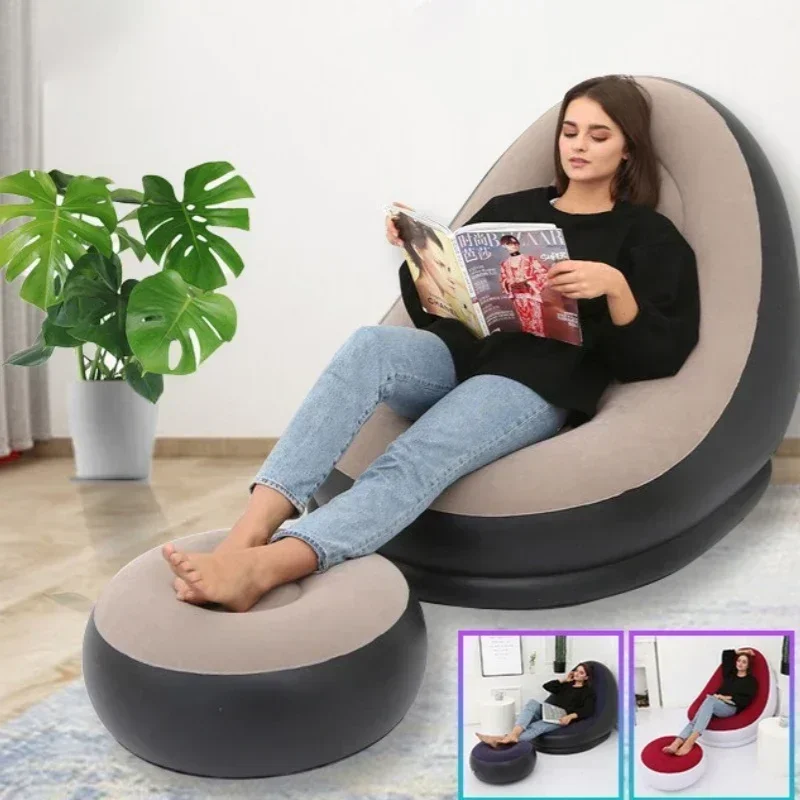 Description Picture 2 of itemFashion Inflatable Leisure Bean Bag Sofa Lazy Sofa Set Outdoor Foldable Recliner Bed Fluffy Seat Tatami Footstool Bedroom Chair
