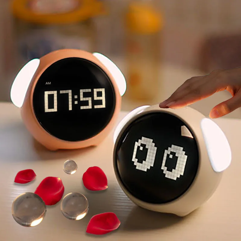 Cute Expression Alarm Clock Child Multifunctional Bedside Voice Control