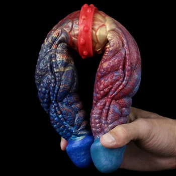 slave fetish bdsm Streamer Color Double Dildo Alien Lifelike Glans Two Big Kont Lesbian Products Anal Plug Sex Toys For Women 4