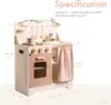 Robotime Robud  Kids Play Kitchen Set Rustic Wooden Kitchen Pretend With Leaf Light String Apron for Toddlers 3+ (Rustic Style) 6