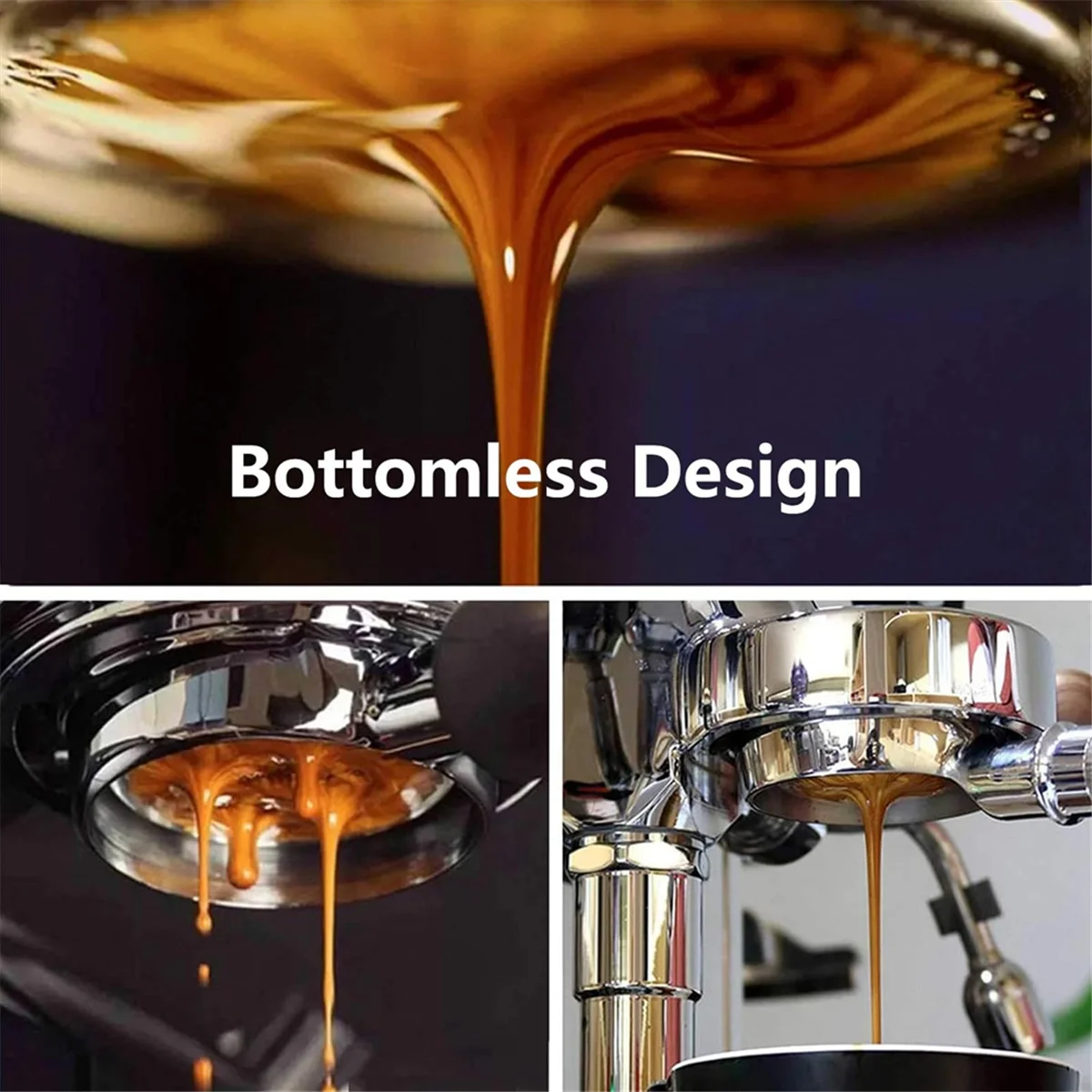 Bottomless Portafilter 51 mm, 3 Ears Bottomless Porta Filter, with Two Powder Trays, Stainless Steel Sieve HOT