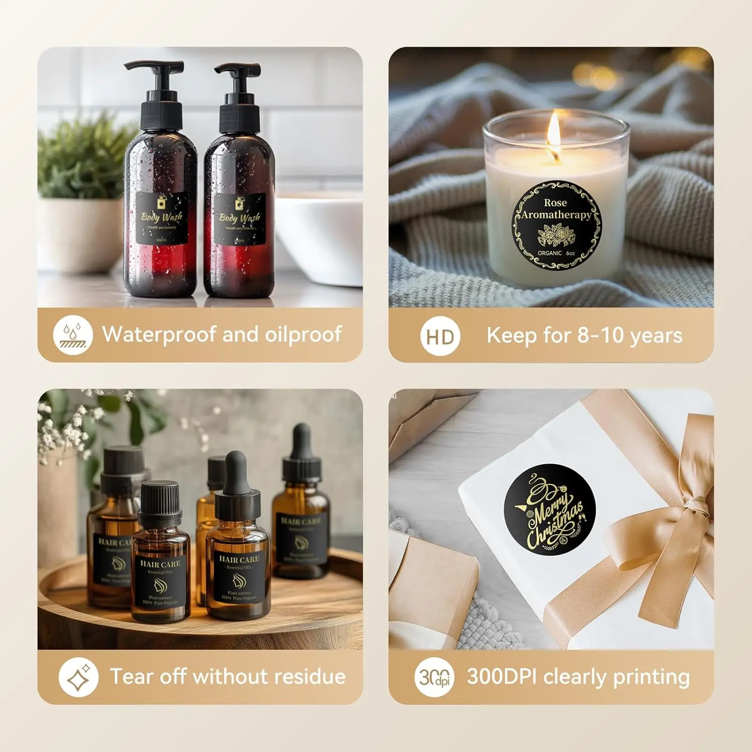 M2 검정색 자체 접착식 와인병 DIY 라벨 용지 Niimbot M2 열전사 라벨 프린터용 황금색 흰색 리본