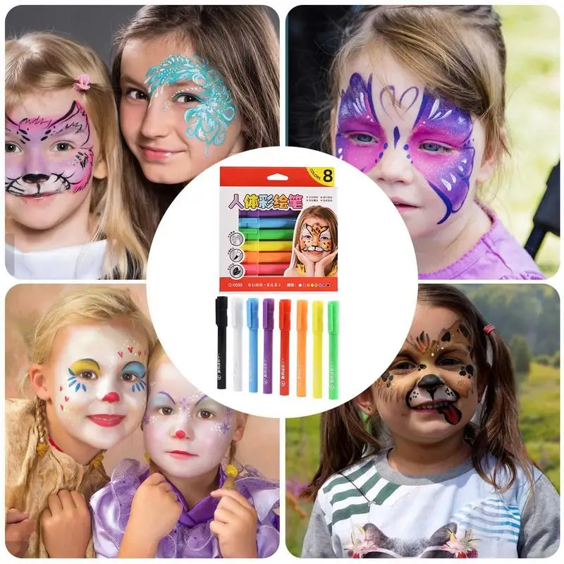 Face Paint Pens Makeup Washable Marker 8 Colors Pen Body Kit For Teens And Adults For Halloween Party Cosplay 4
