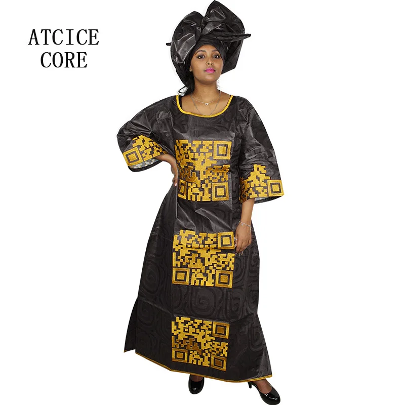 African Dresses for Woman Bazin Riche Computer Emboridery Plus Size Long Dress