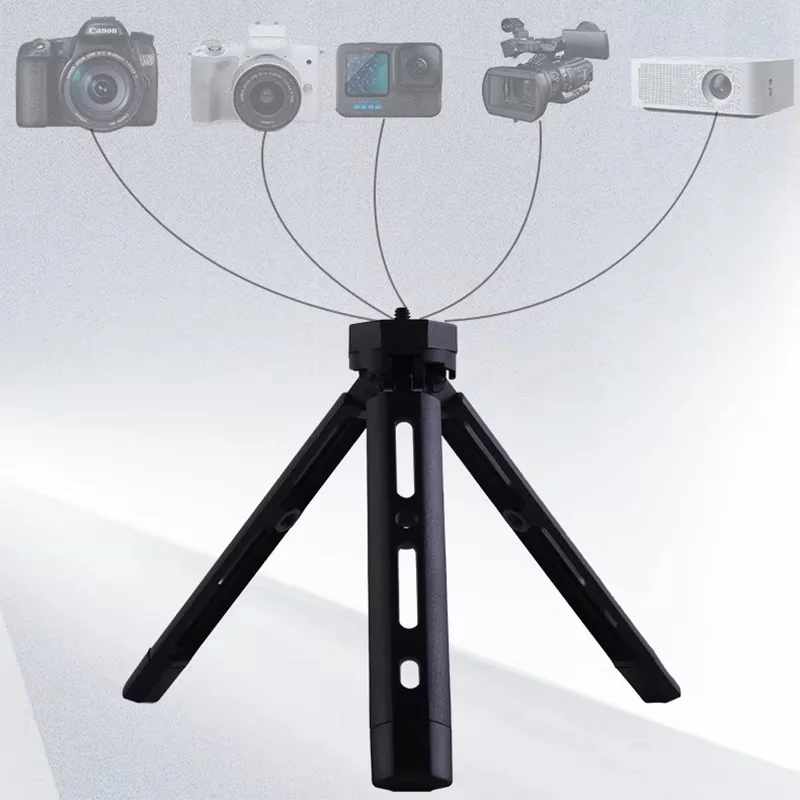 Treppiede per Fotocamera Tascabile, Resistente, in Alluminio Nero, Supporto Regolabile per Riprese Video in Viaggio e all'Aperto - immagine 3