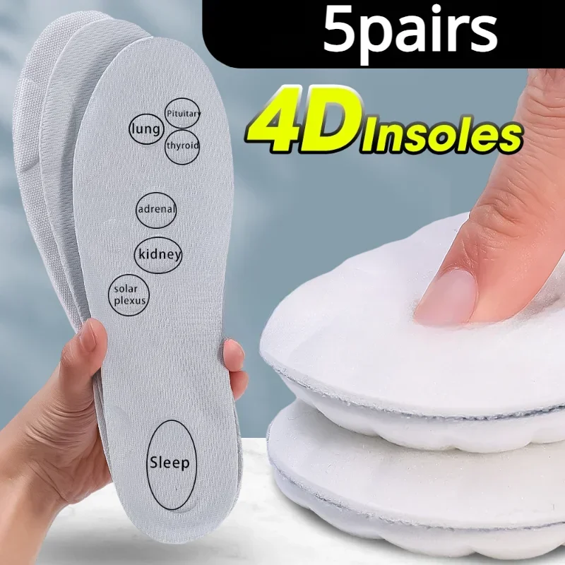 Breathable Cotton Sport Insole High Elasticity Shock Absorption Super Soft Shoe Pad Sweat Absorbing Foot Massage Shoes Accessory
