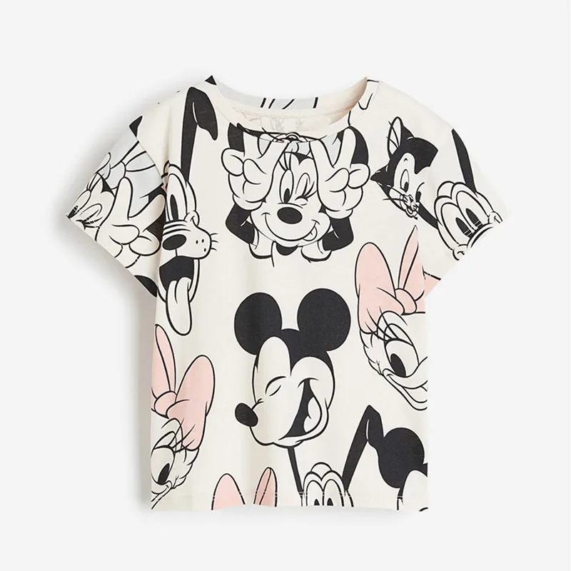 1-7Years Disney Summer Mickey Short Sleeve Tee Children Cotton Cartoon Top Toddler Boys Girl Clothing 6