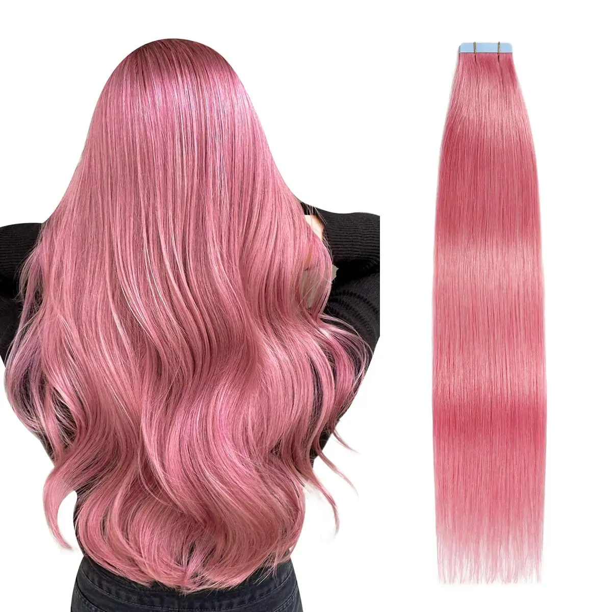 tape-in-hair-extensions-human-hair-hot-pink-pu-tape-in-hair-extensions-30-inch-20pcs-pack-straight-tape-in-extensions-100g