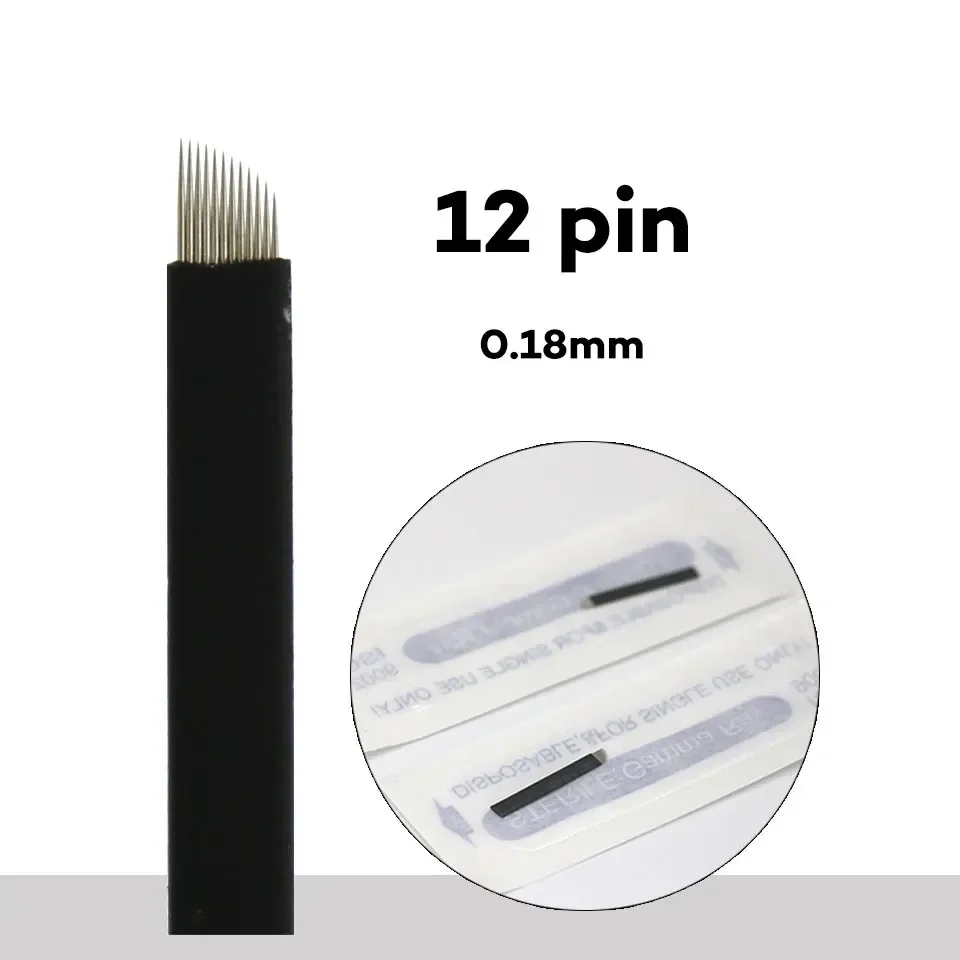 50pcs 0.18mm Black Tebori Blade Needle Eyebrow Tattoo Needles Manual Pen Embroidery Needles
