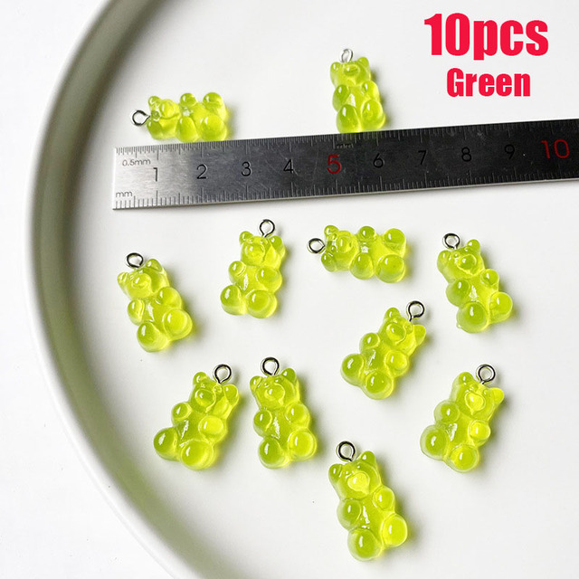 Colorful Gummy Bear Pendant Charms for Necklace Bracelet Diy Earrings Jewelry Bears Valentine's Day Gift 2.1*1.1cm