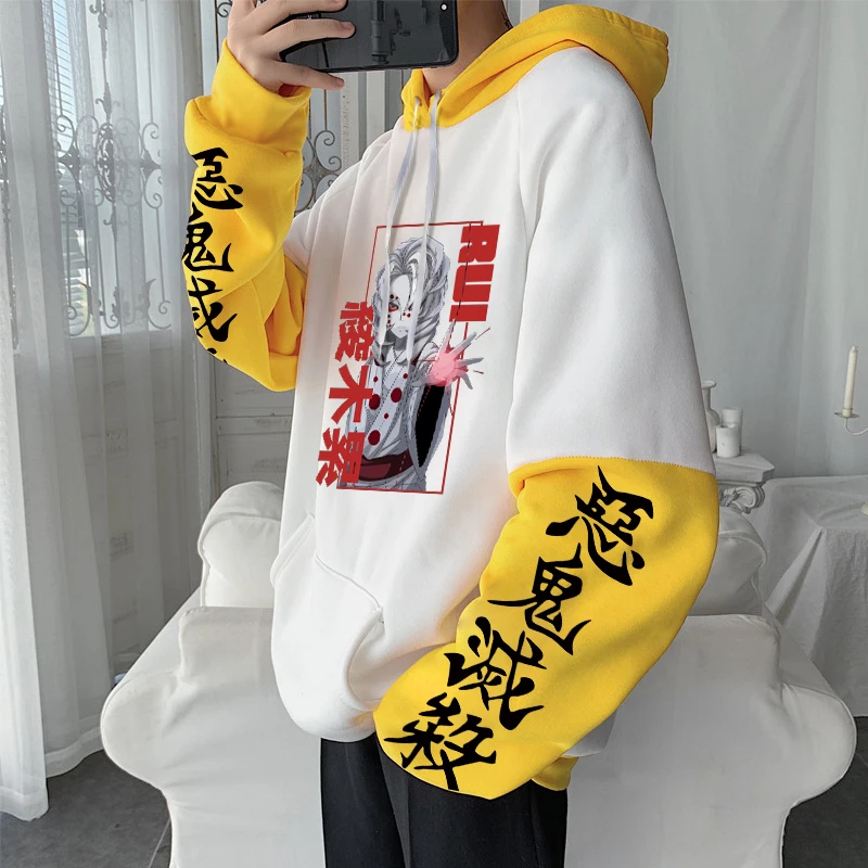 Demon Slayer Anime Hoodies Harajuku Kimetsu No Yaiba Rui Cool Manga Men Streetwear Casual Oversized Men Women Winter Sweatshirts 3