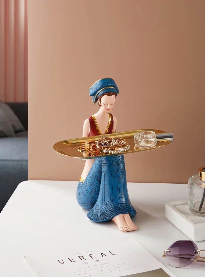 Nordic Home Decor Girl Art Figure Storage Tray Ornament Luxury Living Room Kawaii Desk Accessories Interior Figurines Decoration Sf41f6be9dfa34f66b59468f47c7e71840